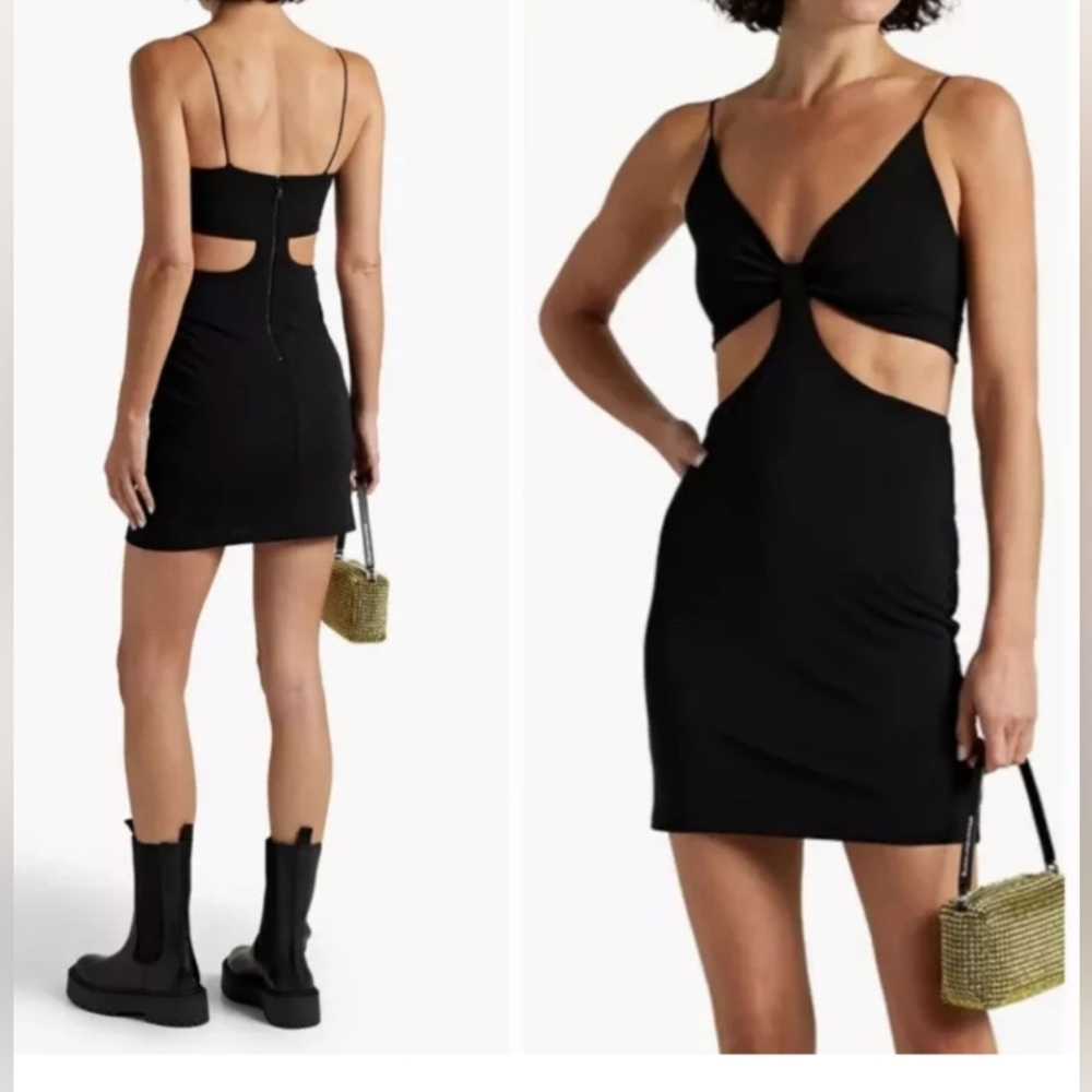 ALICE + OLIVIA Havana Cutout Cady Mini Dress in Black Size 12 $289 - Picture 2 of 8